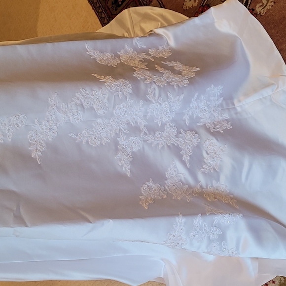 Wedding dress full chapel train 4 pcs beaded applique embroidery strapless - Picture 8 of 17